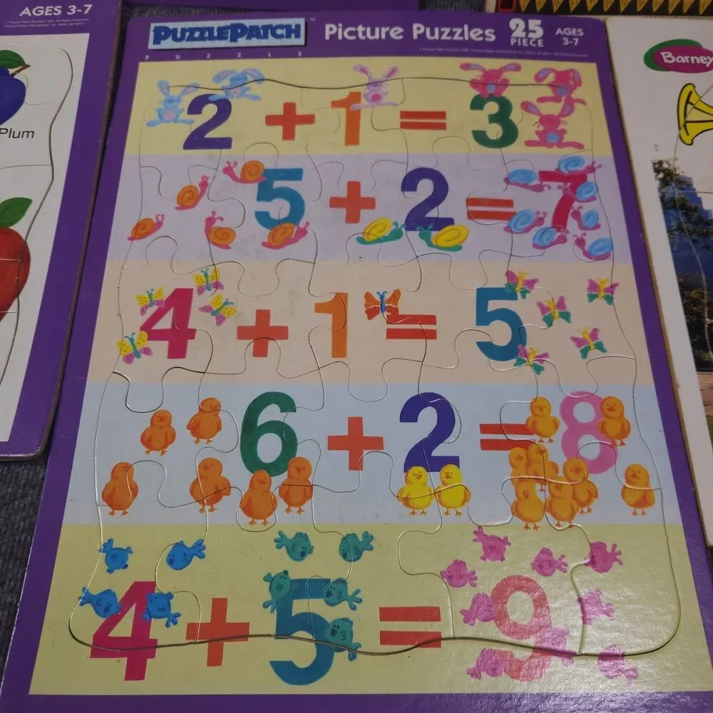 Disney Lion King Mufasa Barney The Dinosaur Puzzle Patch Picture Puzzles Lot